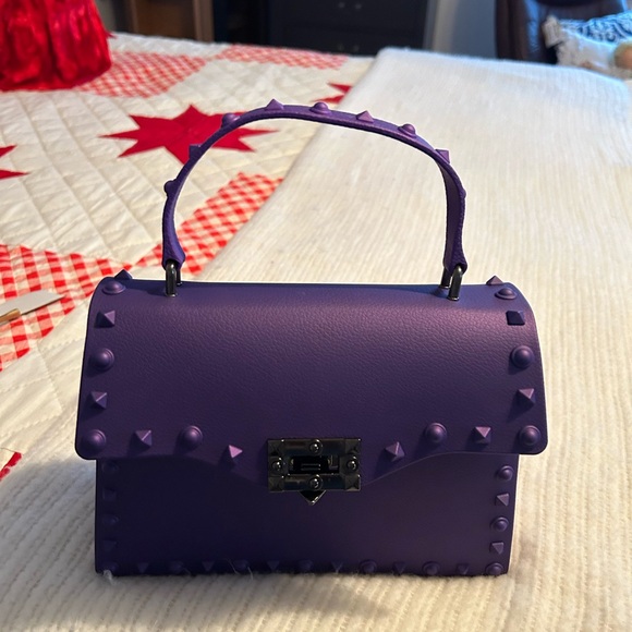 NWOT Vibrant Purple Studded Jelly  Shoulder/Satchel - Picture 2 of 8